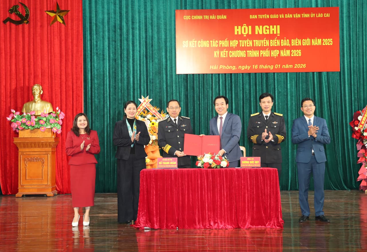 Cục Chính trị Hải quân - Ban Tuyên giáo và Dân vận Tỉnh ủy Lào Cai ký kết chương trình phối hợp năm 2026