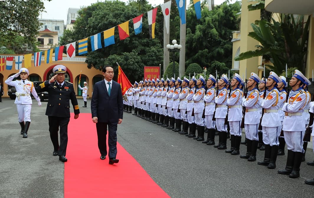 Chủ tịch nước Trần Đại Quang thăm và chúc Tết cán bộ, chiến sĩ Quân chủng Hải quân