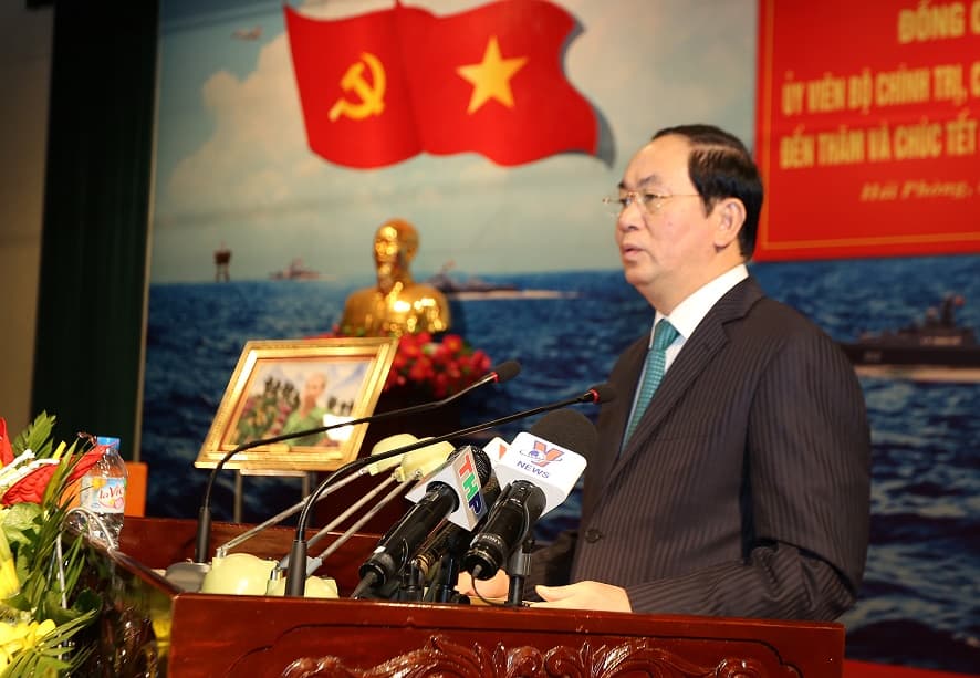 Bài phát biểu của Chủ tịch nước Trần Đại Quang tại buổi thăm và chúc Tết cán bộ, chiến sĩ Quân chủng Hải quân