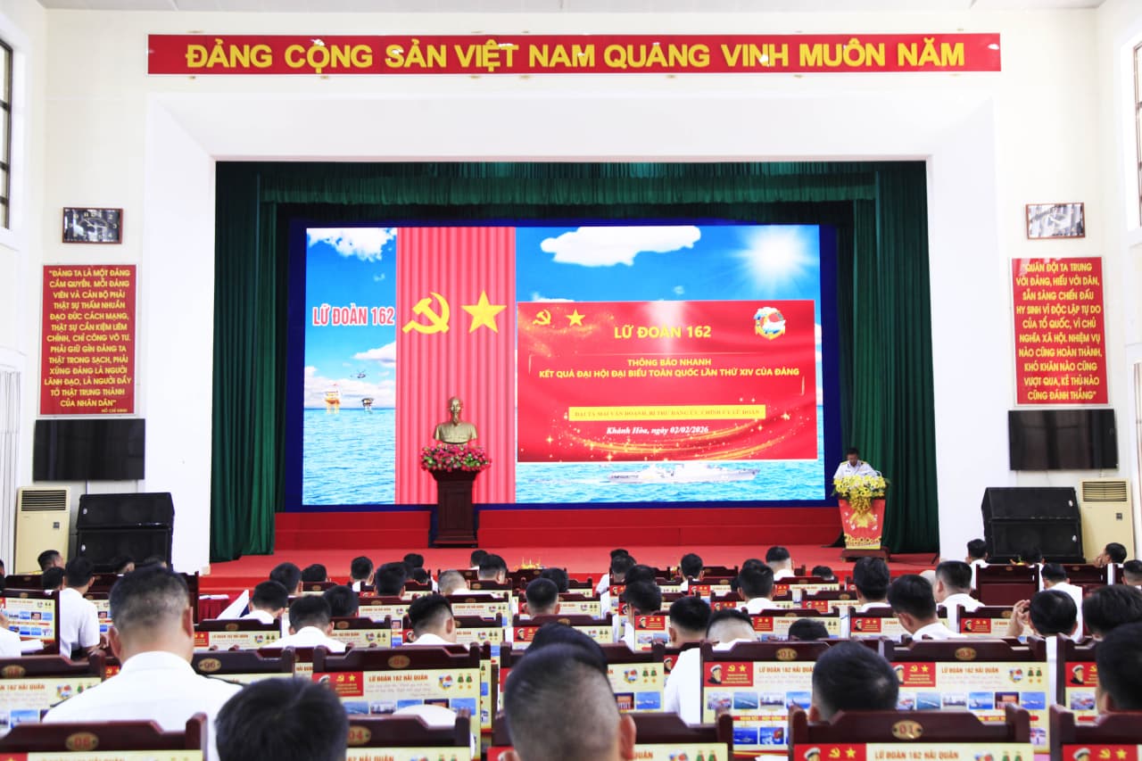 Lữ đoàn 162 thông báo nhanh kết quả Đại hội XIV của Đảng và quán triệt nhiệm vụ năm 2026.