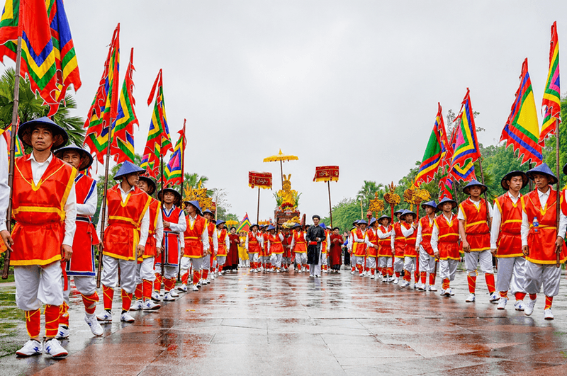 Rực rỡ sắc màu lễ rước kiệu về Đền Hùng