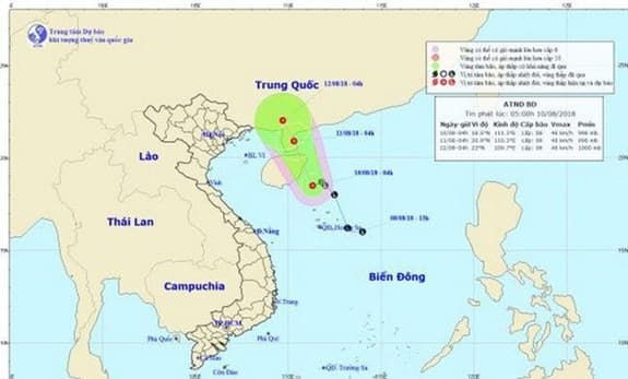 Vùng áp thấp mạnh lên thành áp thấp nhiệt đới