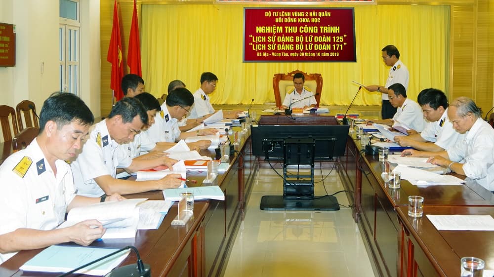 Nghiệm thu Công trình Lịch sử Đảng bộ Lữ đoàn 125 và Lữ đoàn 171 Hải quân