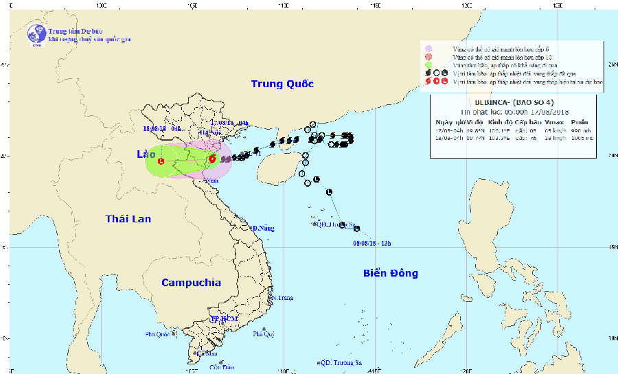 Bão số 4 đi vào đất liền Thanh Hóa suy yếu thành áp thấp nhiệt đới