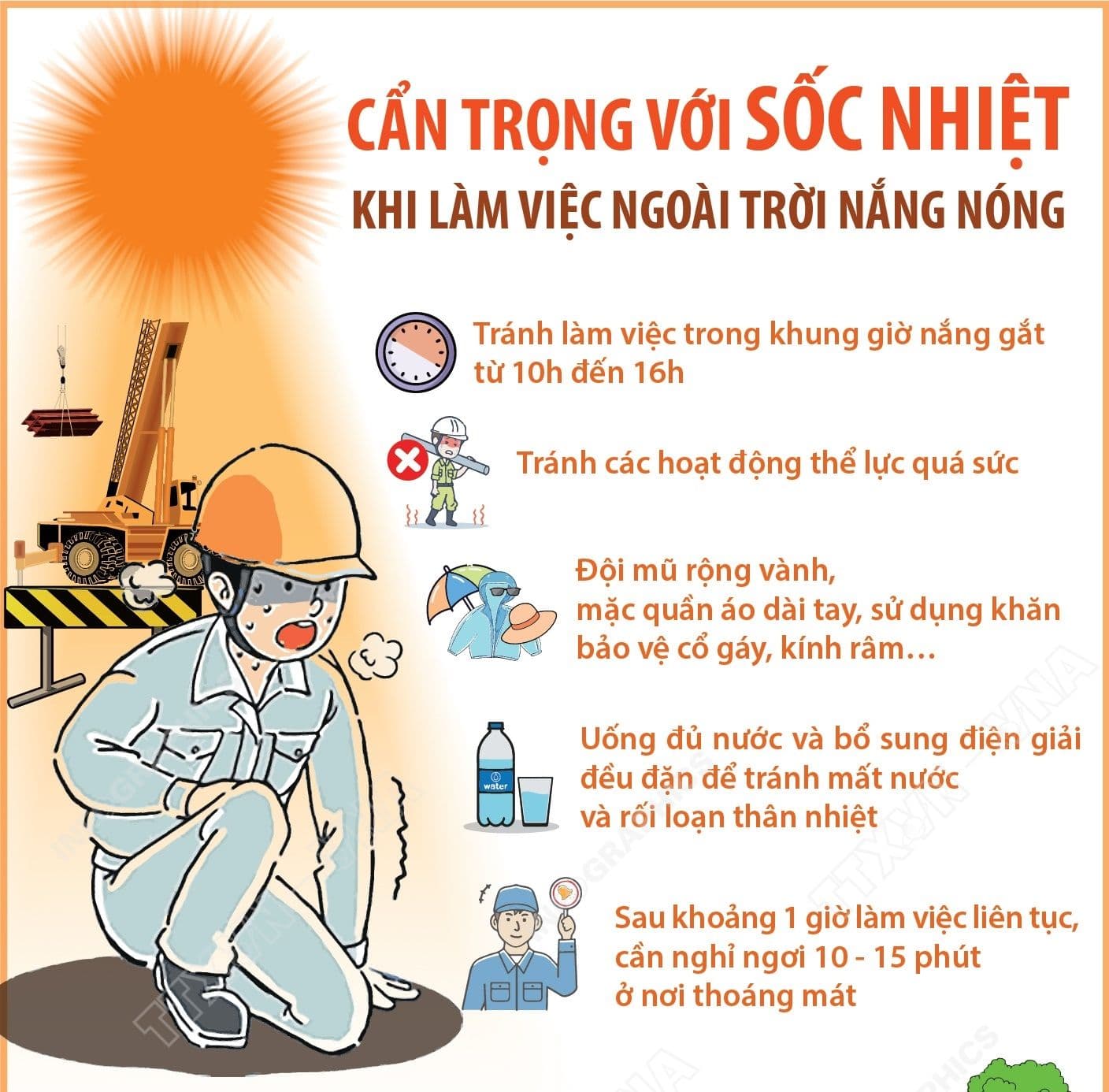 Cẩn trọng với sốc nhiệt khi làm việc ngoài trời nắng nóng