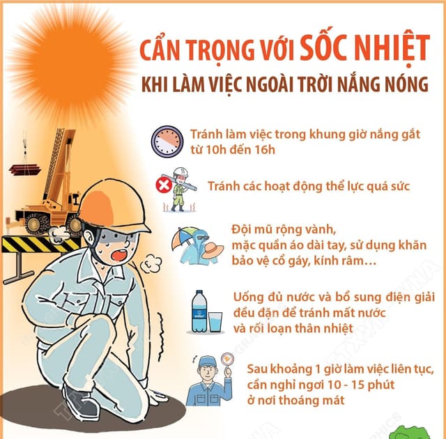 Cẩn trọng với sốc nhiệt khi làm việc ngoài trời nắng nóng