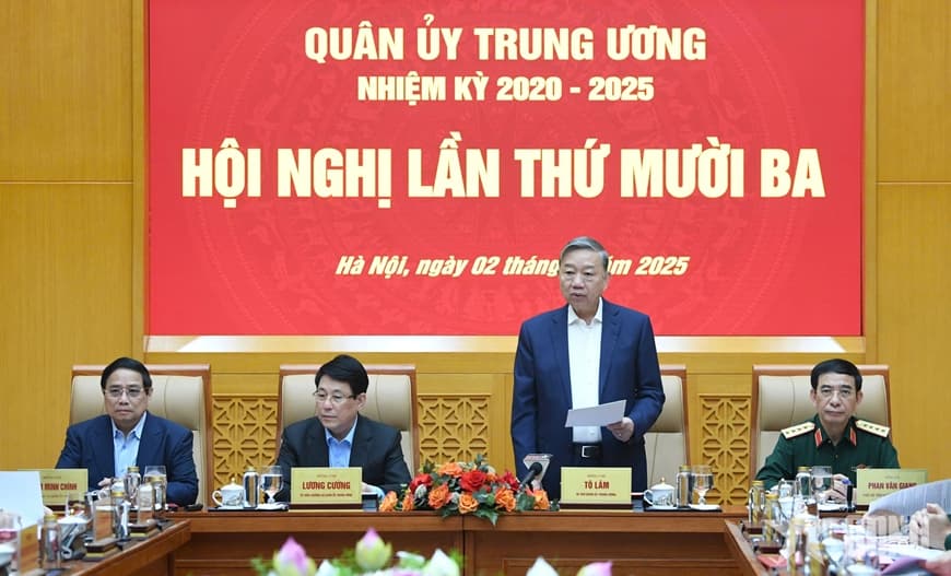 Tổng Bí thư Tô Lâm, Bí thư Quân ủy Trung ương chủ trì Hội nghị Quân ủy Trung ương lần thứ mười ba, nhiệm kỳ 2020-2025