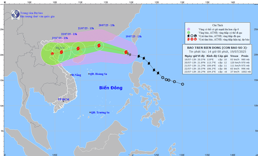 Bão Wipha vào Biển Đông: Bắc Bộ và Bắc Trung Bộ khả năng có mưa lớn diện rộng