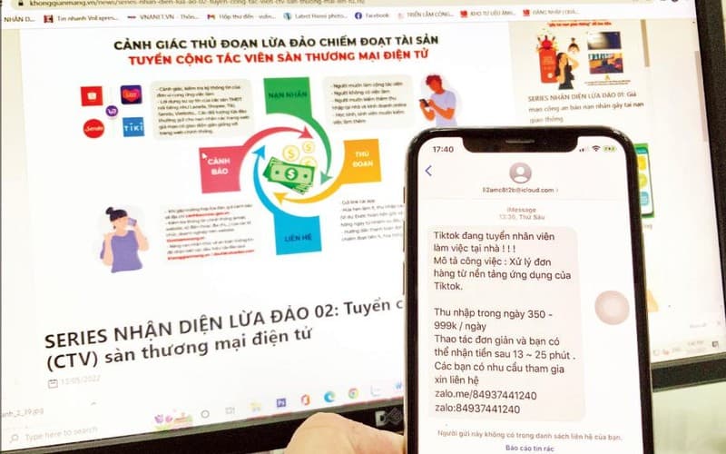 Cảnh giác chiêu trò lừa đảo tuyển dụng qua tin nhắn