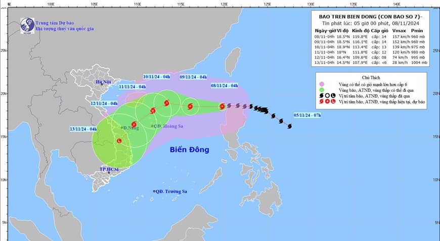 Bão Yinxing giật cấp 17 đã vào Biển Đông, trở thành bão số 7