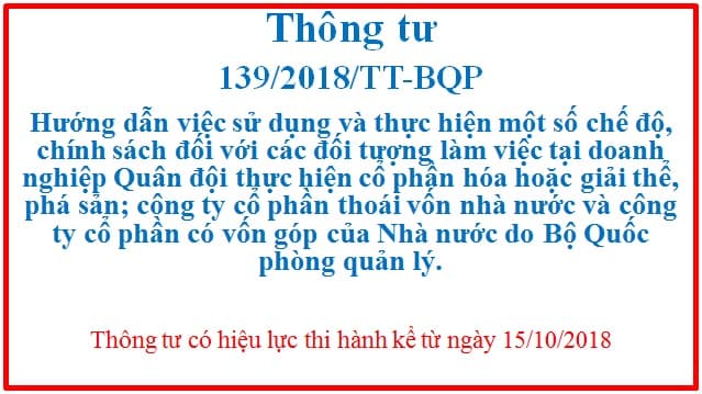 Thông tư hướng dẫn việc sử dụng và thực hiện một số chế độ, chính sách đối với các đối tượng làm việc tại doanh nghiệp Quân đội