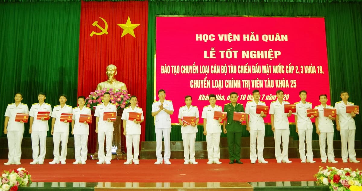 Học viện Hải quân: Bế giảng lớp đào tạo tàu chiến đấu mặt nước cấp 2, 3 Khóa 19 và chuyển loại chính trị viên tàu khóa 25