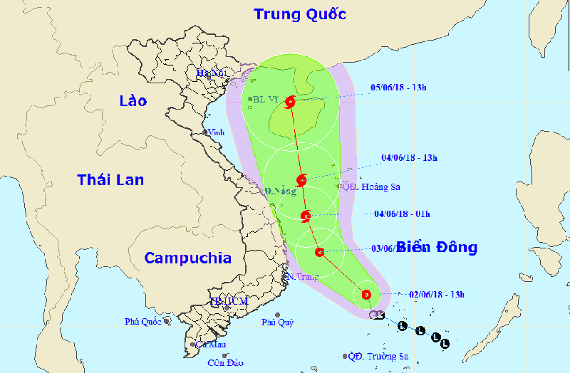 Áp thấp nhiệt đới cường độ mạnh di chuyển theo hướng Bắc-Tây Bắc
