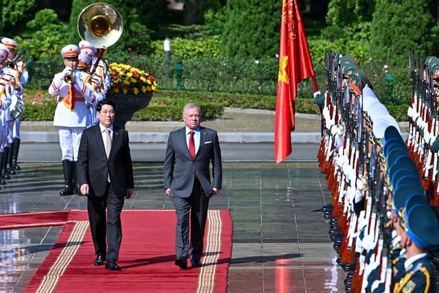 Chủ tịch nước Lương Cường chủ trì Lễ đón chính thức Quốc vương Jordan