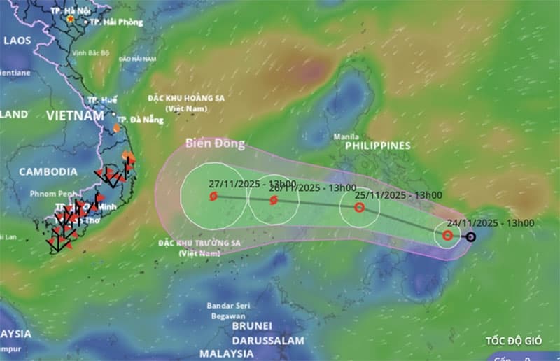 Bão số 15 dự báo đi vào các tỉnh Nam Trung Bộ
