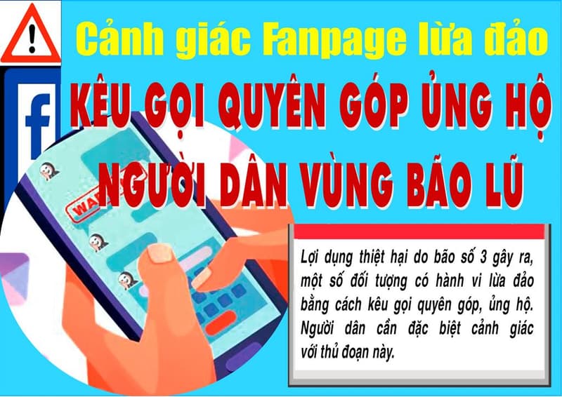 Cảnh báo thủ đoạn lừa đảo kêu gọi ủng hộ người dân vùng bão lũ