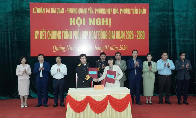 Lữ đoàn 147 ký kết chương trình phối hợp hoạt động với các địa phương