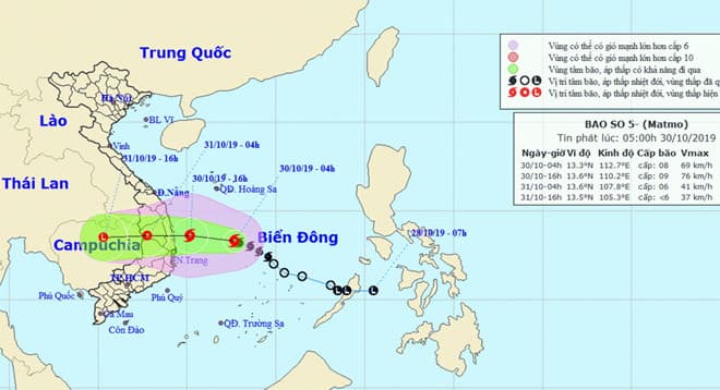 Bão số 5 khả năng mạnh thêm và sẽ đi vào đất liền