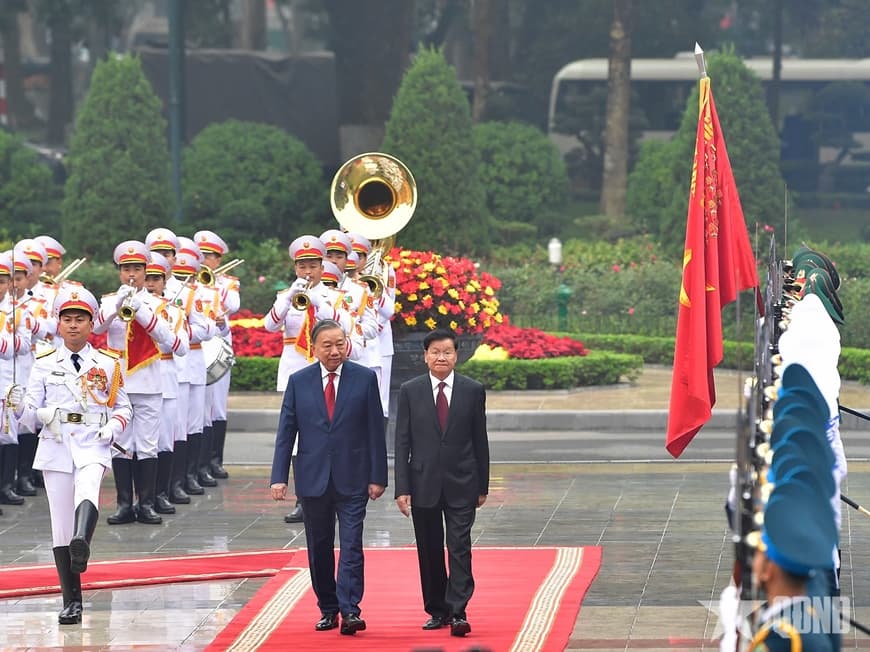 Tổng Bí thư Tô Lâm chủ trì Lễ đón Tổng Bí thư, Chủ tịch nước Lào thăm cấp Nhà nước tới Việt Nam