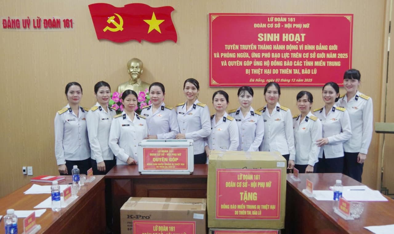 Lữ đoàn 161 hưởng ứng tháng hành động vì bình đẳng giới và quyên góp ủng hộ đồng bào vùng lũ