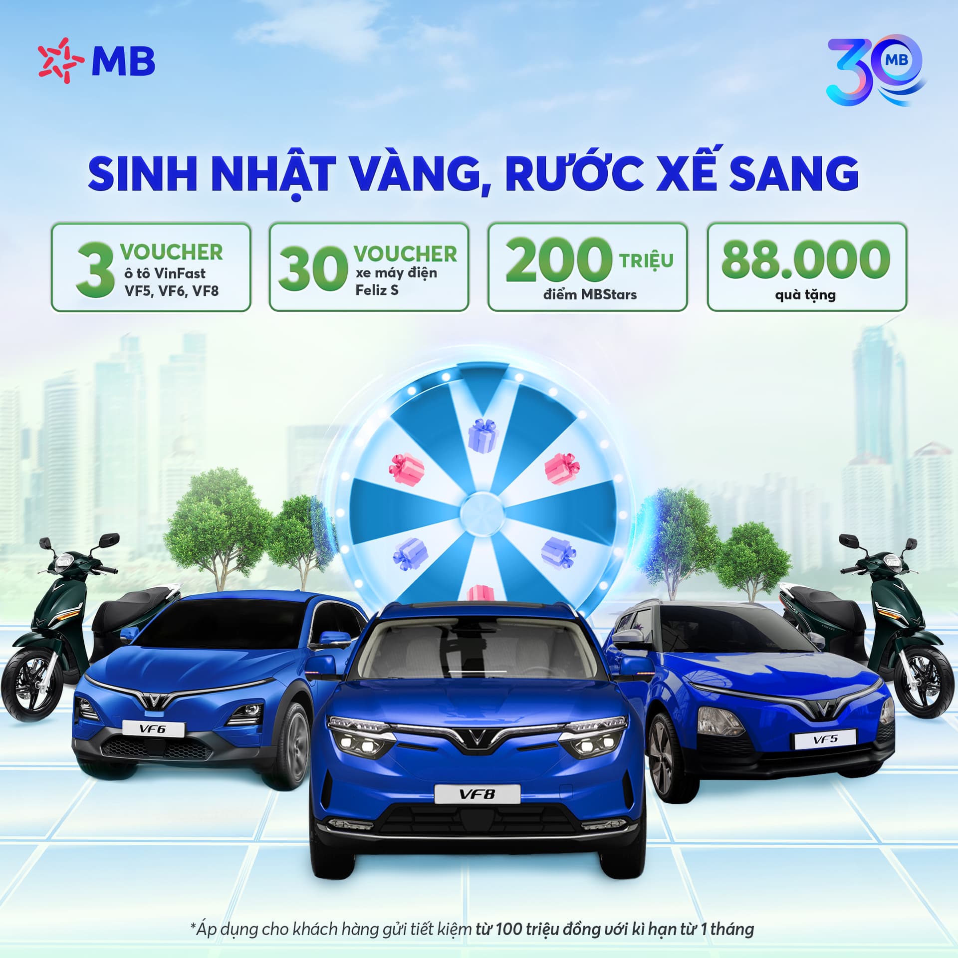 MB triển khai chương trình gửi tiền “SINH NHẬT VÀNG – RƯỚC XẾ SANG” trị giá lên đến 12 tỷ đồng