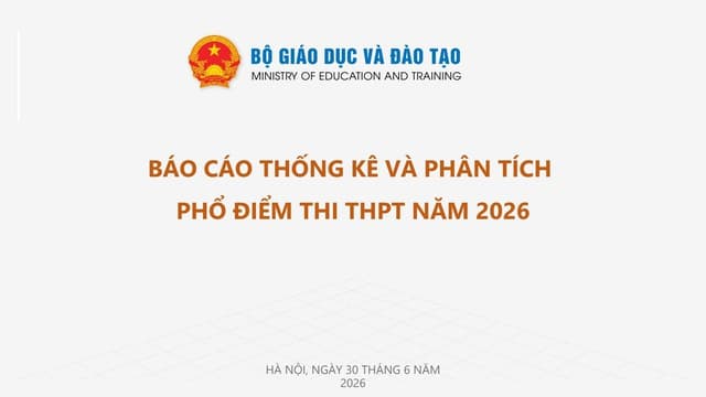 PHỔ ĐIỂM KỲ THI TỐT NGHIỆP THPT năm 2026