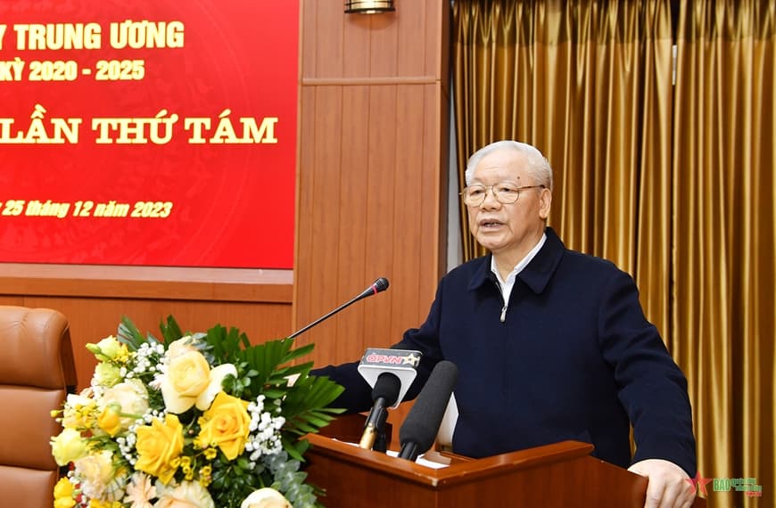 Tổng Bí thư Nguyễn Phú Trọng chủ trì Hội nghị lần thứ Tám của Quân ủy Trung ương