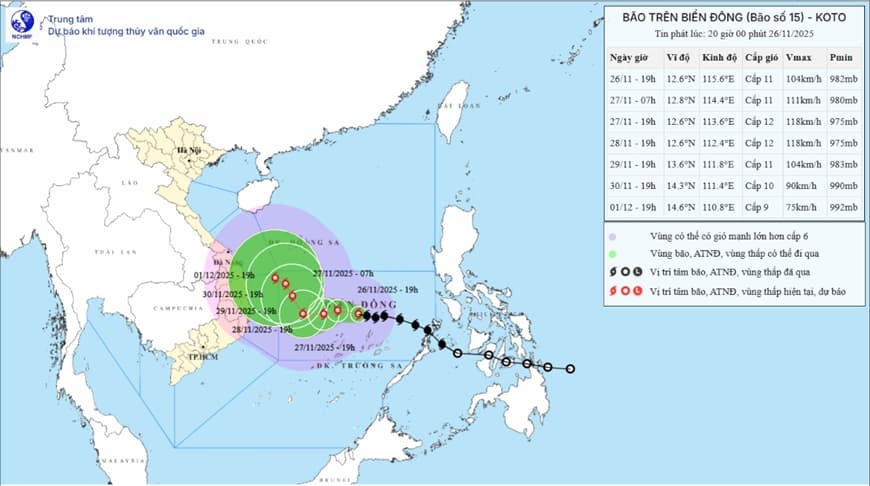 Bão số 15 có khả năng mạnh lên cấp cấp 12, giật cấp 15