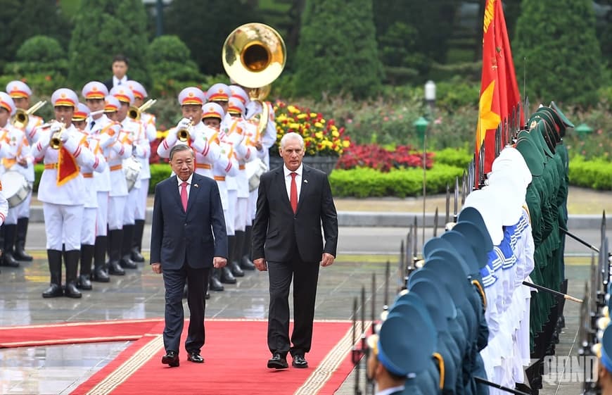 Tổng Bí thư Tô Lâm chủ trì lễ đón cấp nhà nước Bí thư thứ nhất, Chủ tịch nước Cộng hòa Cuba Miguel Díaz-Canel Bermúdez