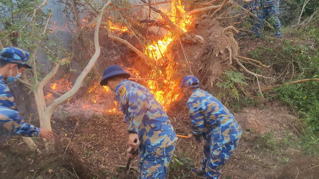 45 cán bộ, chiến sĩ Lữ đoàn 126 tham gia chữa cháy rừng