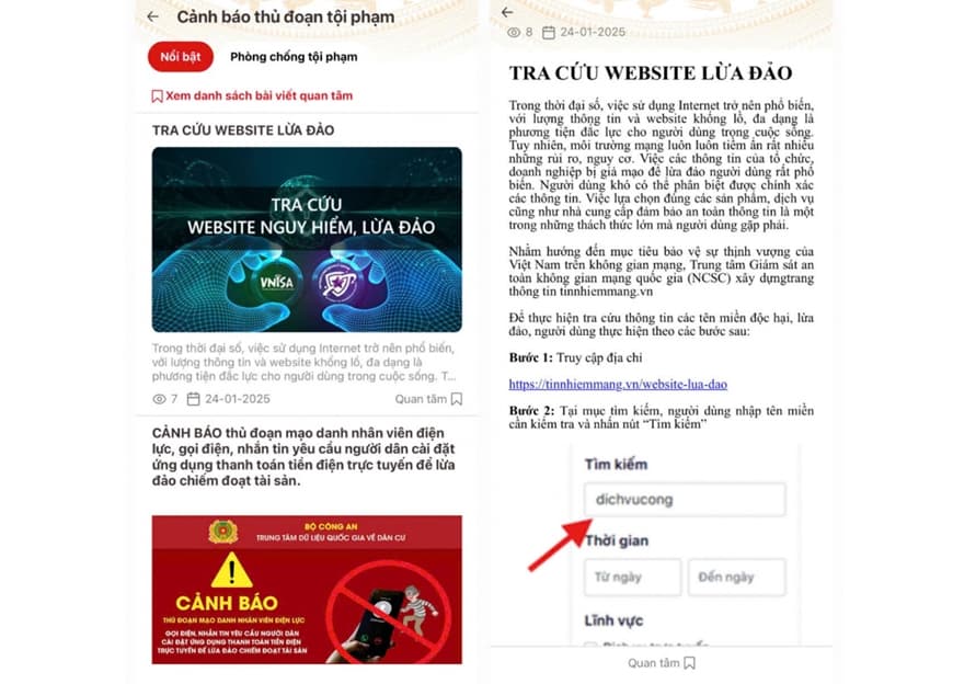 Hướng dẫn người dân tra cứu, nhận diện website lừa đảo