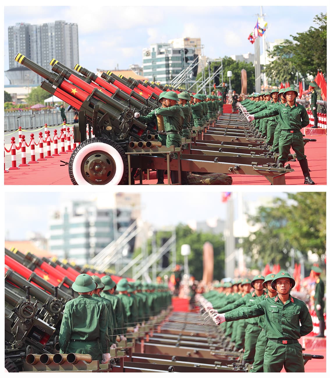 Những khoảnh khắc ấn tượng tại buổi luyện tập bắn pháo lễ và các biên đội bay chuẩn bị cho "ngày hội non sông"