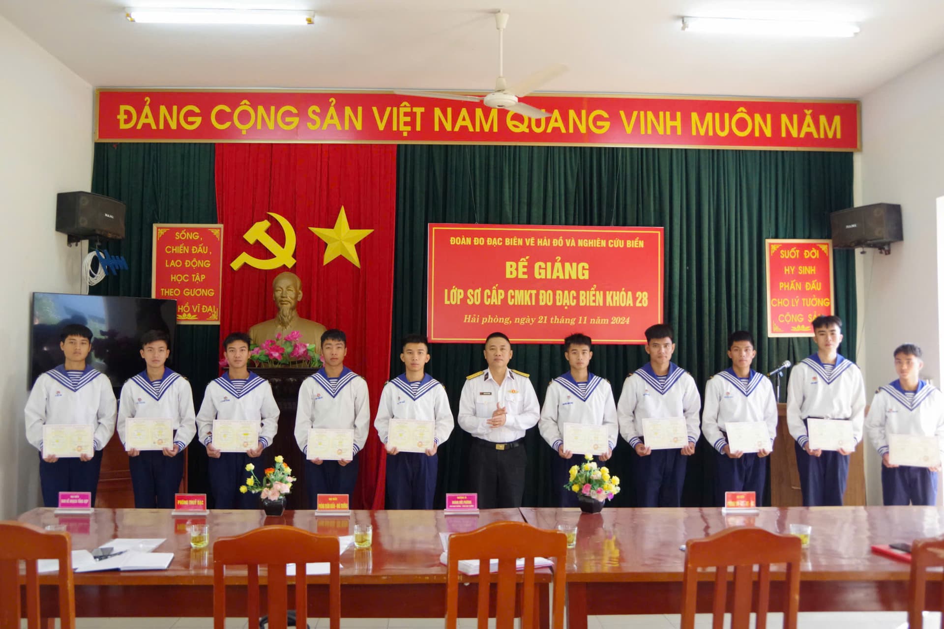 Bế giảng lớp sơ cấp chuyên môn kỹ thuật đo đạc biển Khóa 28