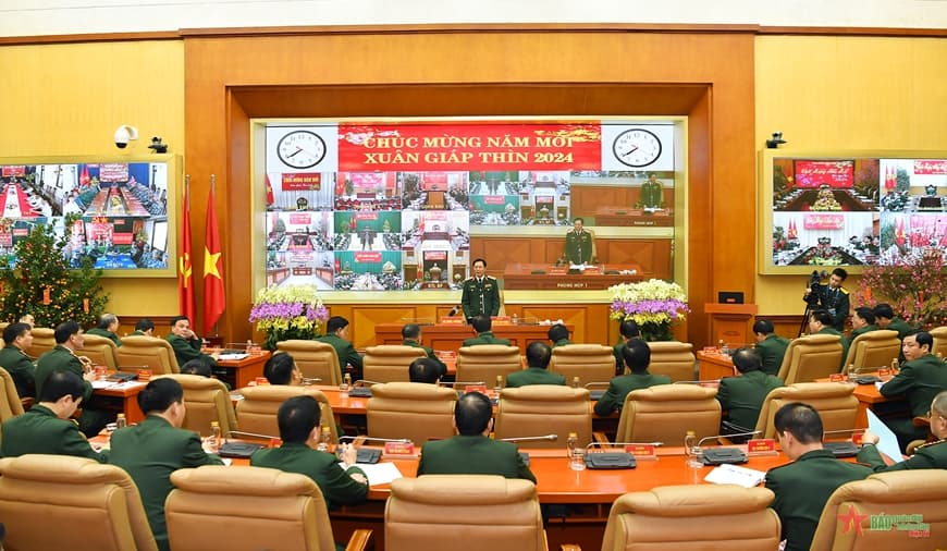 Bộ Quốc phòng giao ban trực tuyến toàn quân, chúc Tết Giáp Thìn 2024