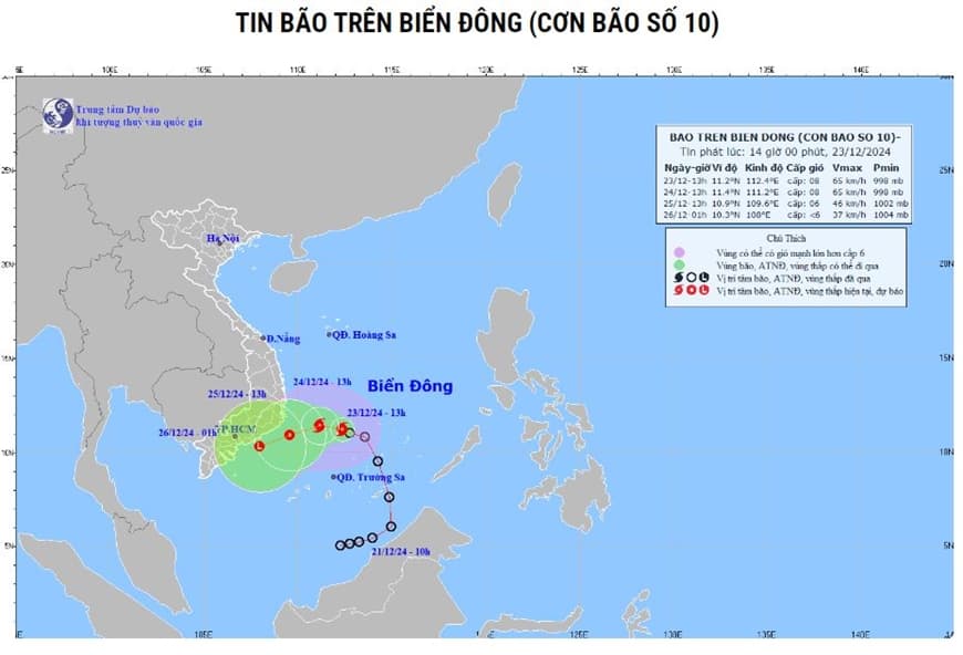 Áp thấp nhiệt đới mạnh lên thành bão số 10 (Pabuk)
