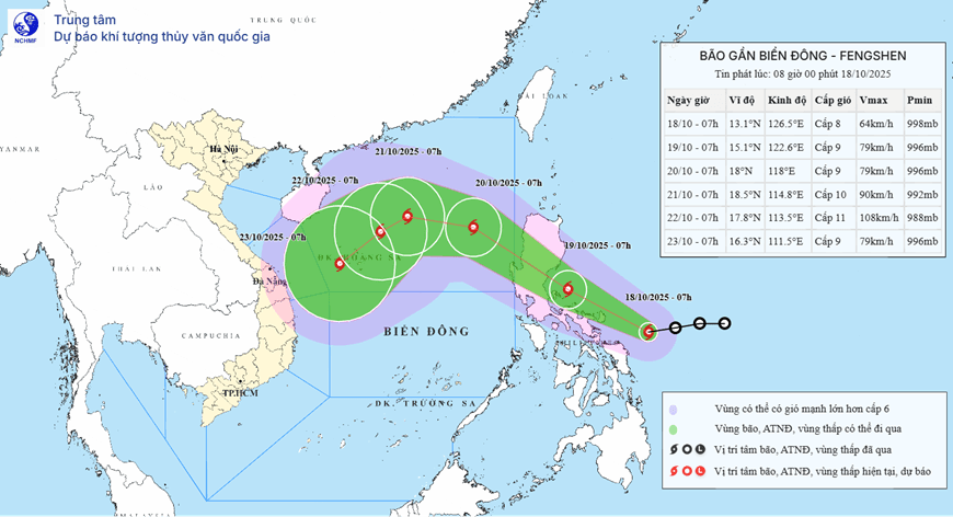 Xuất hiện thêm cơn bão có tên gọi Fengshen gần Biển Đông, xu hướng mạnh thêm