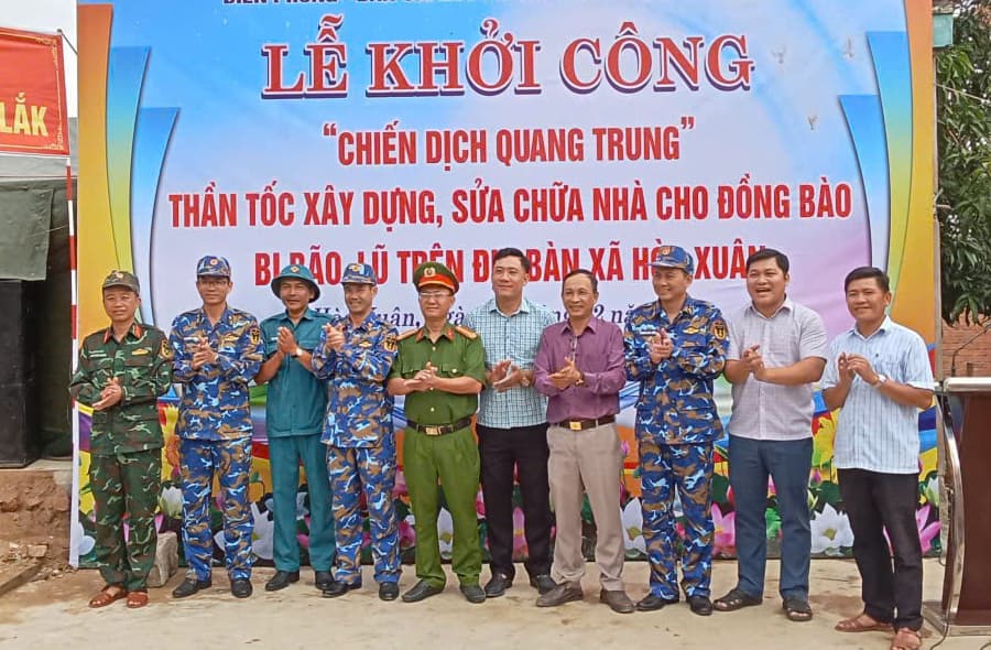 Các đơn vị Vùng 4 khởi công xây dựng nhà ở cho nhân dân bị thiệt hại sau mưa lũ tại Đắk Lắk