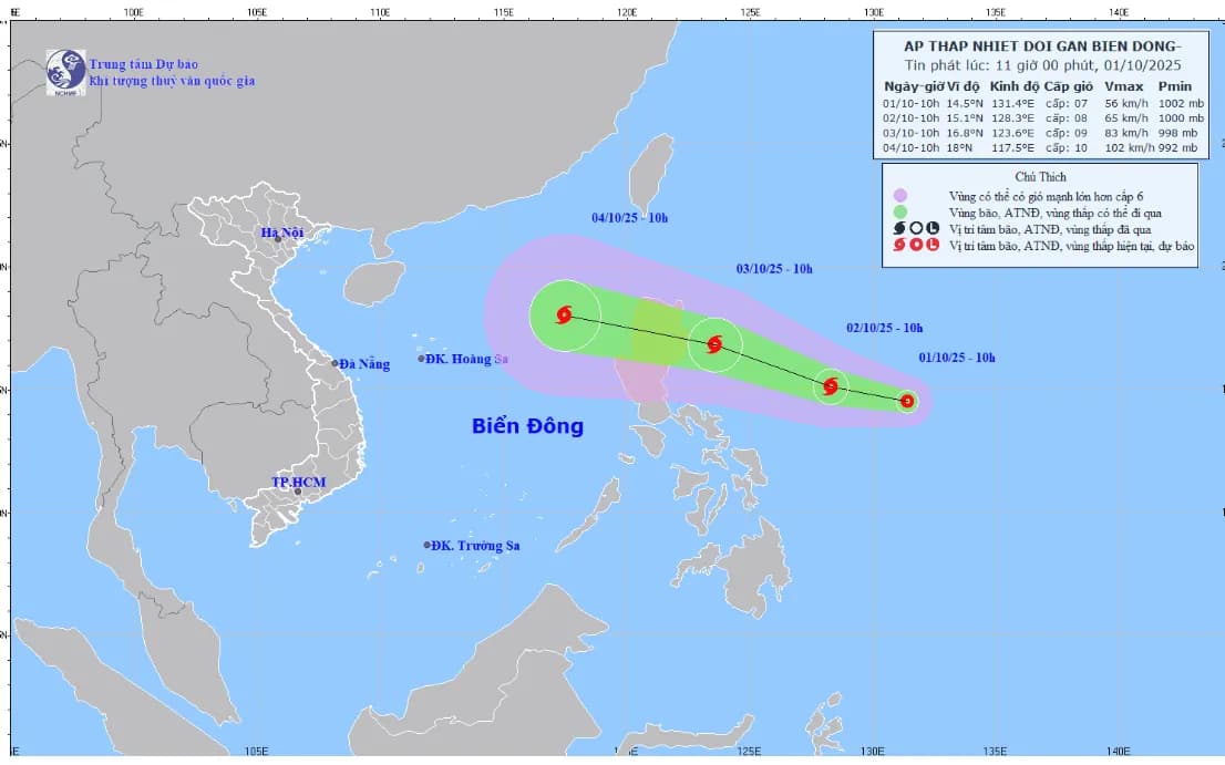 Áp thấp nhiệt đới gần Biển Đông