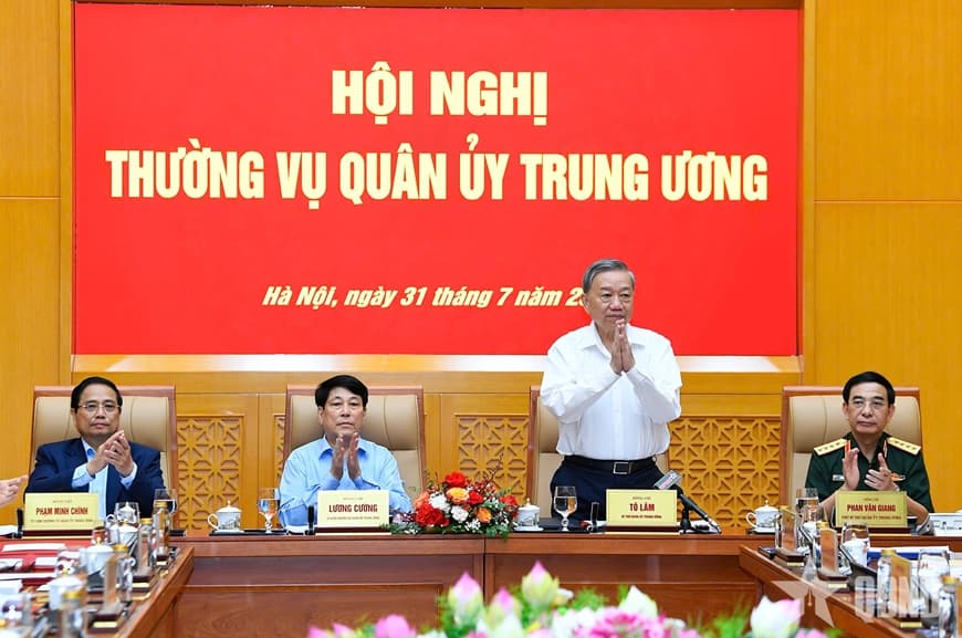 Tổng Bí thư Tô Lâm, Bí thư Quân ủy Trung ương chủ trì Hội nghị Thường vụ Quân ủy Trung ương