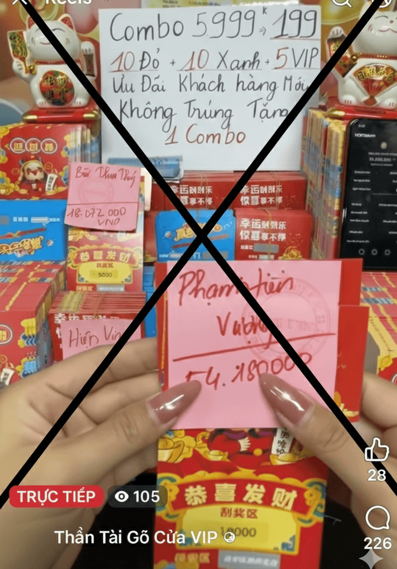 Cảnh giác với thẻ cào trúng thưởng online