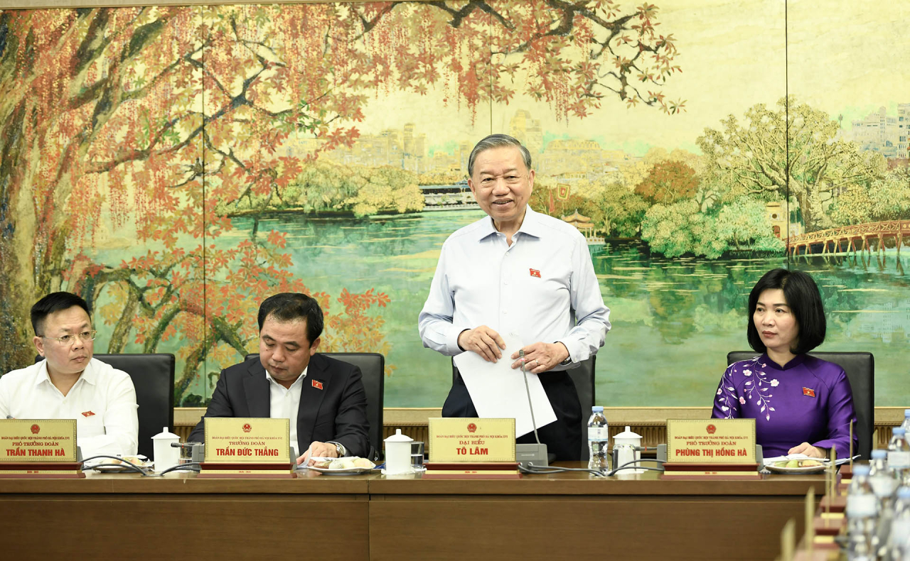 Tổng Bí thư, Chủ tịch nước Tô Lâm phát biểu thảo luận ở tổ tại Kỳ họp thứ nhất, Quốc hội khóa XVI, ngày 8/4. Ảnh: QĐND