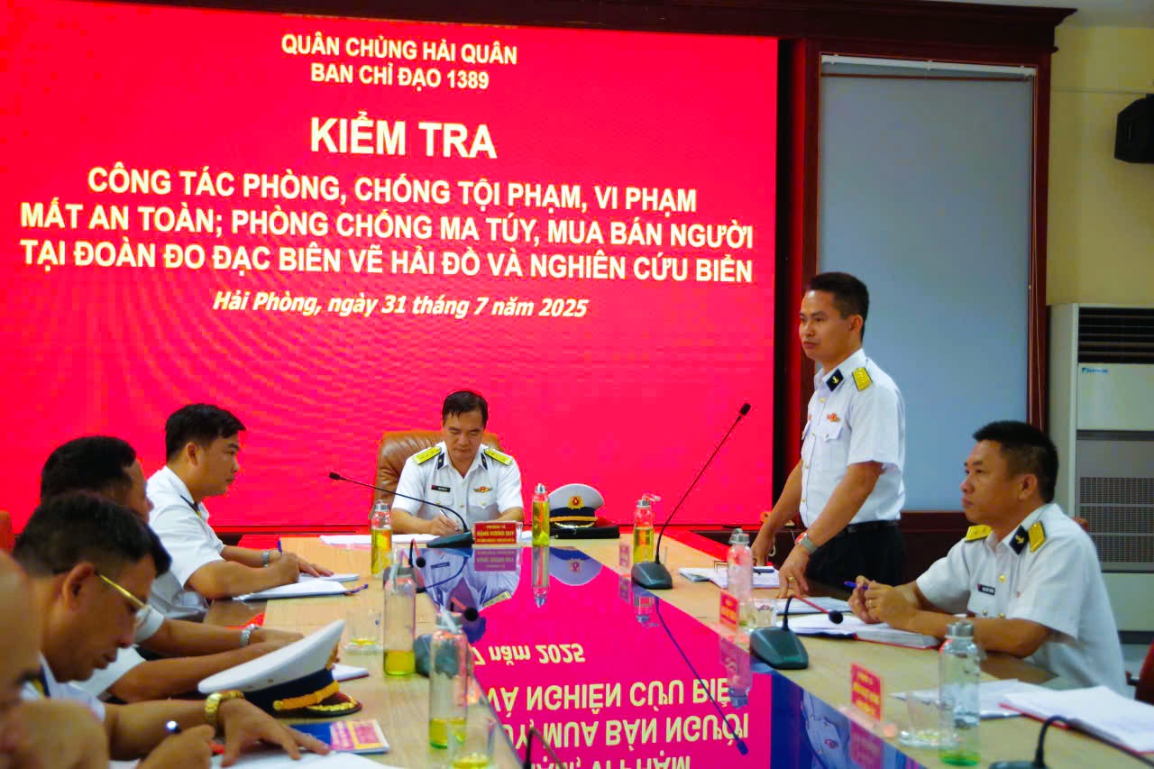 Ban chỉ đạo 1389 kiểm tra tại Đoàn Đo đạc biên vẽ hải đồ và nghiên cứu biển