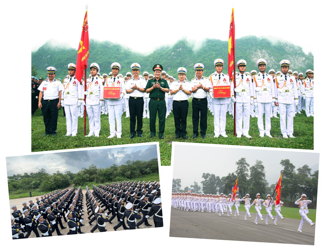 Thủ trưởng Bộ Quốc phòng và thủ trưởng Bộ Tư lệnh Hải quân tặng quà lực lượng diễu binh của Quân chủng Hải quân