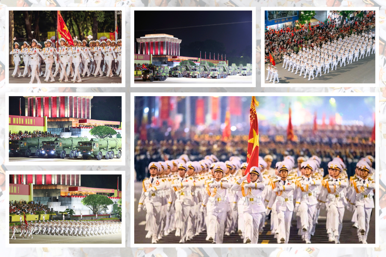 Khối sĩ quan và trang bị của Hải quân nhân dân Việt Nam tham gia sơ duyệt cấp Nhà nước Lễ diễu binh, diễu hành kỷ niệm 80 năm Quốc khánh 2/9