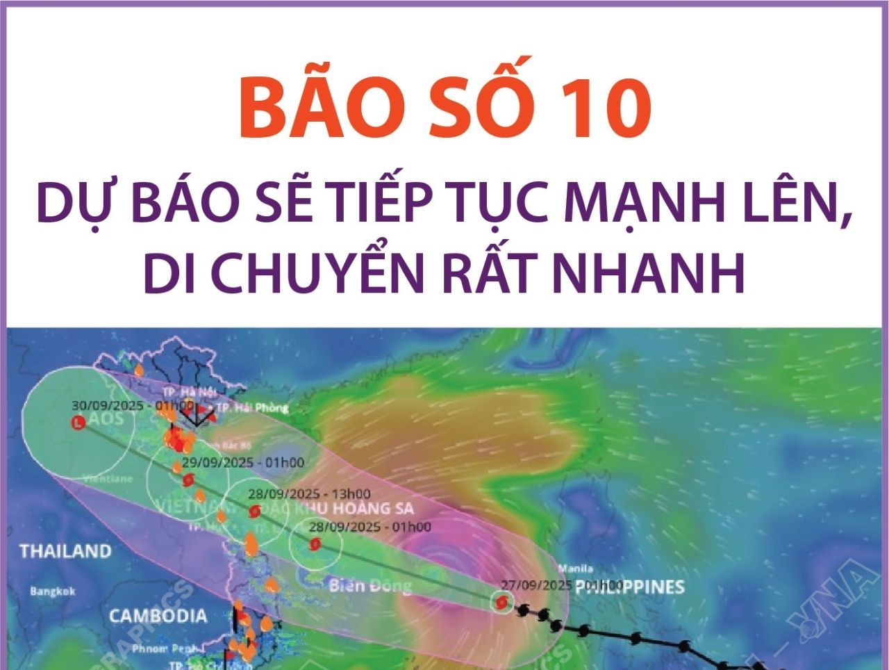 Dự báo bão số 10 sẽ tiếp tục mạnh lên, di chuyển rất nhanh